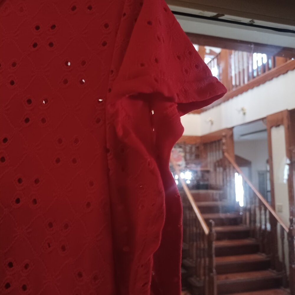 Rhythm + Rose Women's Eyelet Short Sleeve Short Dress L Orange - Picture 4 of 6